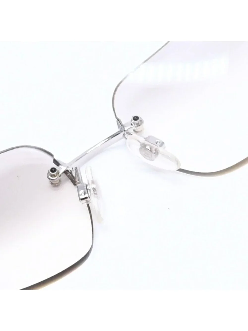 Chanel Rimless Sunglasses CC Logo Gradient Eyewear Silver